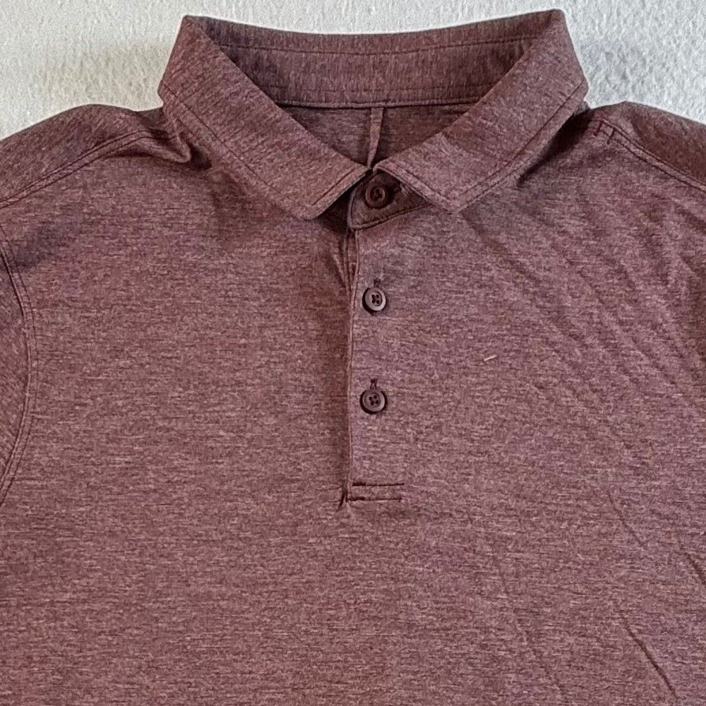 Lululemon Evolution Polo Shirt Mens S Short Sleeve Heathered Maroon Red